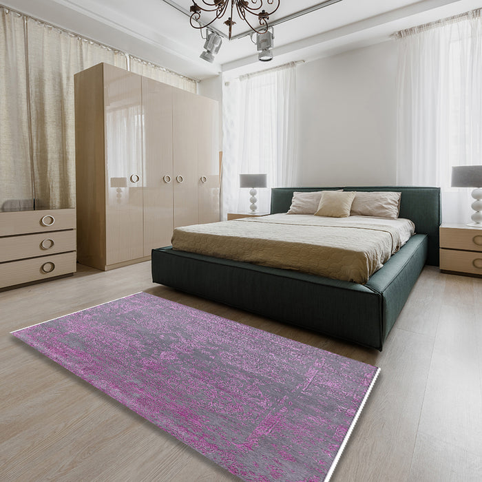 Machine Washable Industrial Modern Purple Rug in a Bedroom, wshurb2535