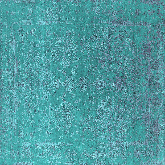 Square Oriental Turquoise Industrial Rug, urb2535turq