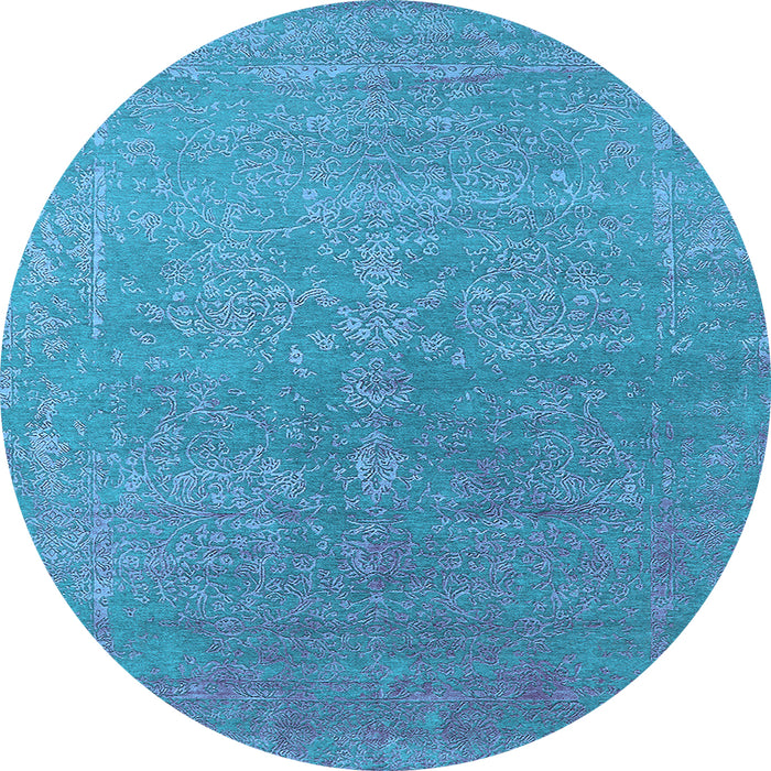 Round Oriental Light Blue Industrial Rug, urb2535lblu