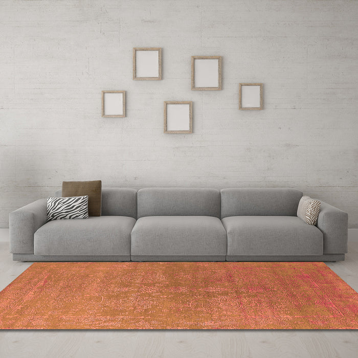 Machine Washable Oriental Orange Industrial Area Rugs in a Living Room, wshurb2535org