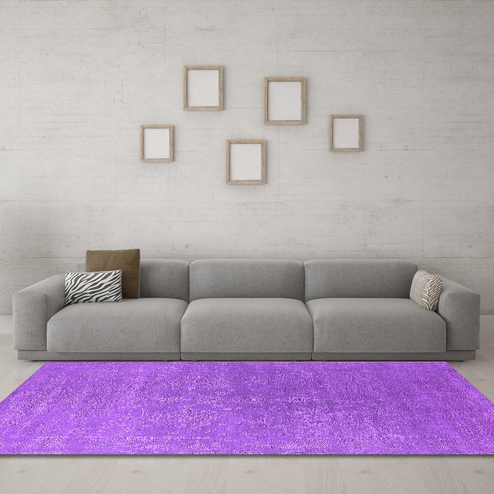Machine Washable Oriental Purple Industrial Area Rugs in a Living Room, wshurb2535pur