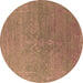 Round Oriental Brown Industrial Rug, urb2535brn