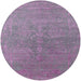 Round Machine Washable Industrial Modern Purple Rug, wshurb2535