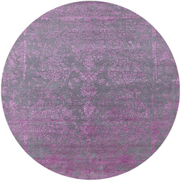 Round Mid-Century Modern Purple Oriental Rug, urb2535