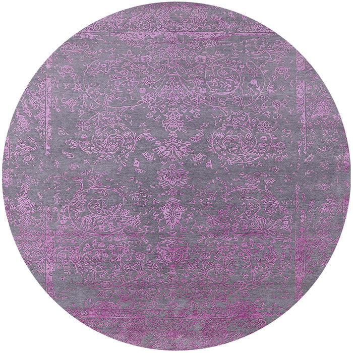 Round Mid-Century Modern Purple Oriental Rug, urb2535