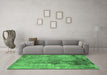 Machine Washable Oriental Emerald Green Industrial Area Rugs in a Living Room,, wshurb2536emgrn