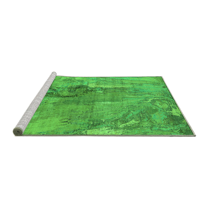 Sideview of Machine Washable Oriental Green Industrial Area Rugs, wshurb2536grn