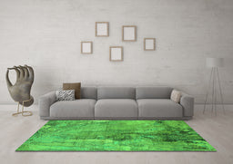 Machine Washable Oriental Green Industrial Area Rugs in a Living Room,, wshurb2536grn