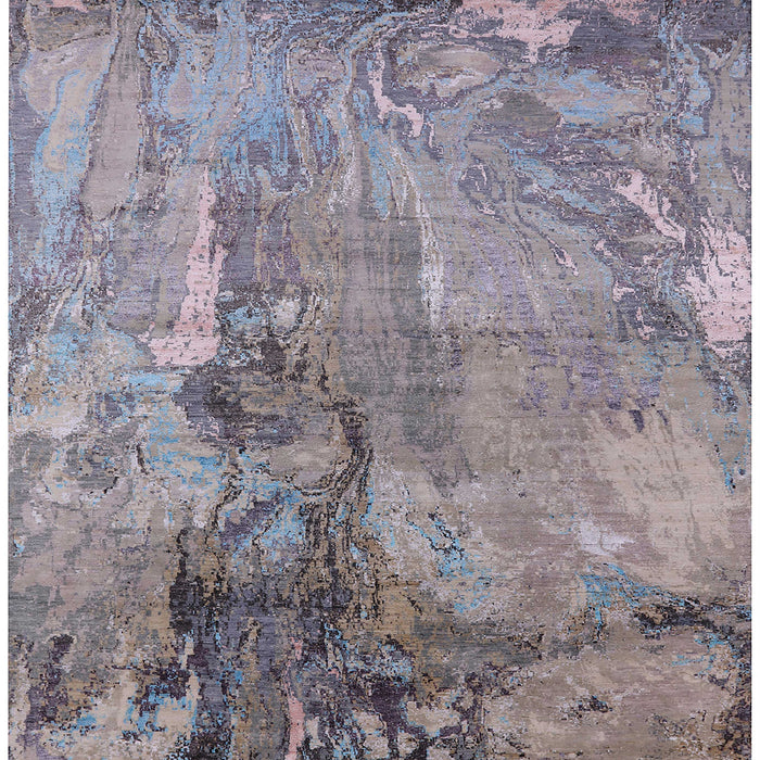 Square Mid-Century Modern Purple Oriental Rug, urb2536