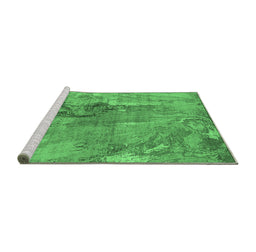 Sideview of Machine Washable Oriental Emerald Green Industrial Area Rugs, wshurb2536emgrn