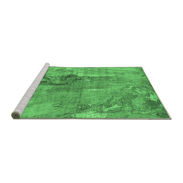 Sideview of Machine Washable Oriental Emerald Green Industrial Area Rugs, wshurb2536emgrn