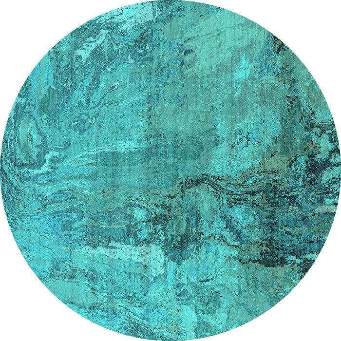 Round Oriental Turquoise Industrial Rug, urb2536turq