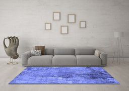 Machine Washable Oriental Blue Industrial Rug in a Living Room, wshurb2536blu