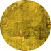 Round Oriental Yellow Industrial Rug, urb2536yw