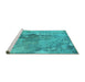 Sideview of Machine Washable Oriental Turquoise Industrial Area Rugs, wshurb2536turq