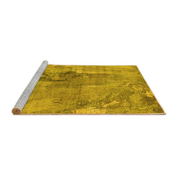 Sideview of Machine Washable Oriental Yellow Industrial Rug, wshurb2536yw