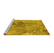 Sideview of Machine Washable Oriental Yellow Industrial Rug, wshurb2536yw