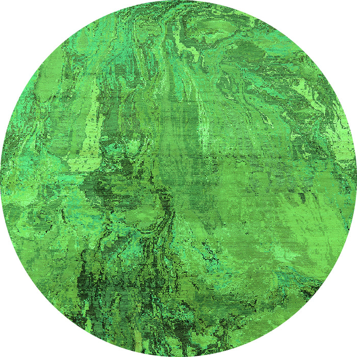 Round Machine Washable Oriental Green Industrial Area Rugs, wshurb2536grn