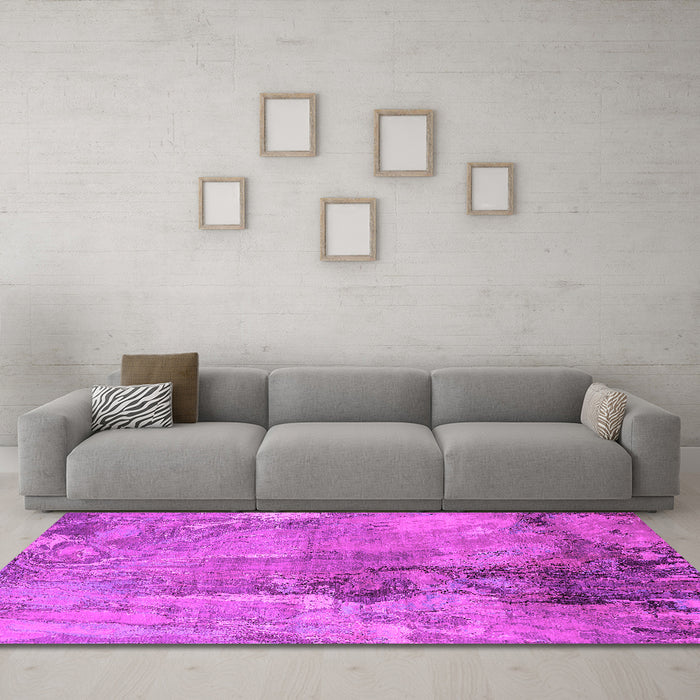 Machine Washable Oriental Pink Industrial Rug in a Living Room, wshurb2536pnk