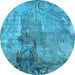 Round Oriental Light Blue Industrial Rug, urb2536lblu