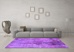 Machine Washable Oriental Purple Industrial Area Rugs in a Living Room, wshurb2536pur