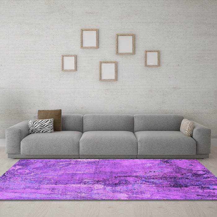 Machine Washable Oriental Purple Industrial Area Rugs in a Living Room, wshurb2536pur