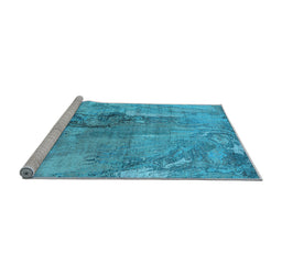Sideview of Machine Washable Oriental Light Blue Industrial Rug, wshurb2536lblu
