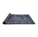 Sideview of Mid-Century Modern Dark Slate Blue Oriental Rug, urb2537