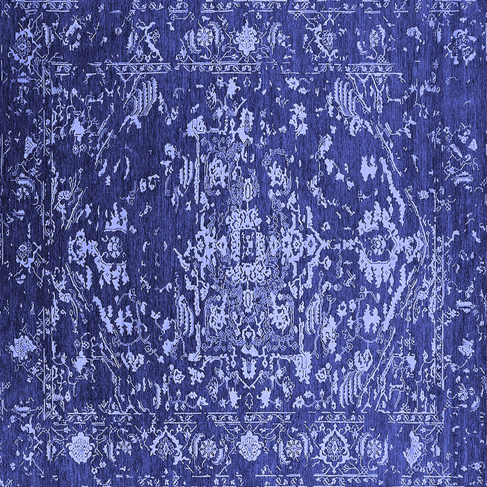 Square Machine Washable Oriental Blue Industrial Rug, wshurb2537blu
