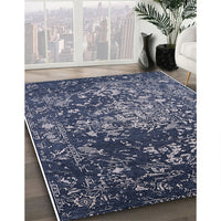 Mid-Century Modern Dark Slate Blue Oriental Rug, urb2537