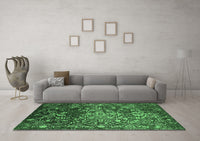 Machine Washable Oriental Emerald Green Industrial Rug, wshurb2537emgrn