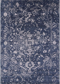 Machine Washable Industrial Modern Dark Slate Blue Rug, wshurb2537