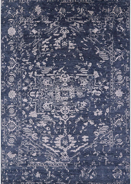 Machine Washable Industrial Modern Dark Slate Blue Rug, wshurb2537