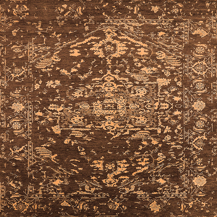 Square Machine Washable Oriental Orange Industrial Area Rugs, wshurb2537org