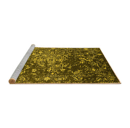 Sideview of Machine Washable Oriental Yellow Industrial Rug, wshurb2537yw