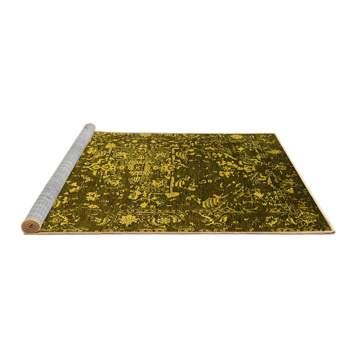 Sideview of Machine Washable Oriental Yellow Industrial Rug, wshurb2537yw