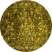 Round Oriental Yellow Industrial Rug, urb2537yw