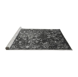 Sideview of Machine Washable Oriental Gray Industrial Rug, wshurb2537gry