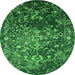 Round Oriental Green Industrial Rug, urb2537grn