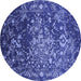 Round Oriental Blue Industrial Rug, urb2537blu