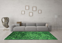 Machine Washable Oriental Green Industrial Rug, wshurb2537grn