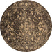 Round Oriental Brown Industrial Rug, urb2537brn