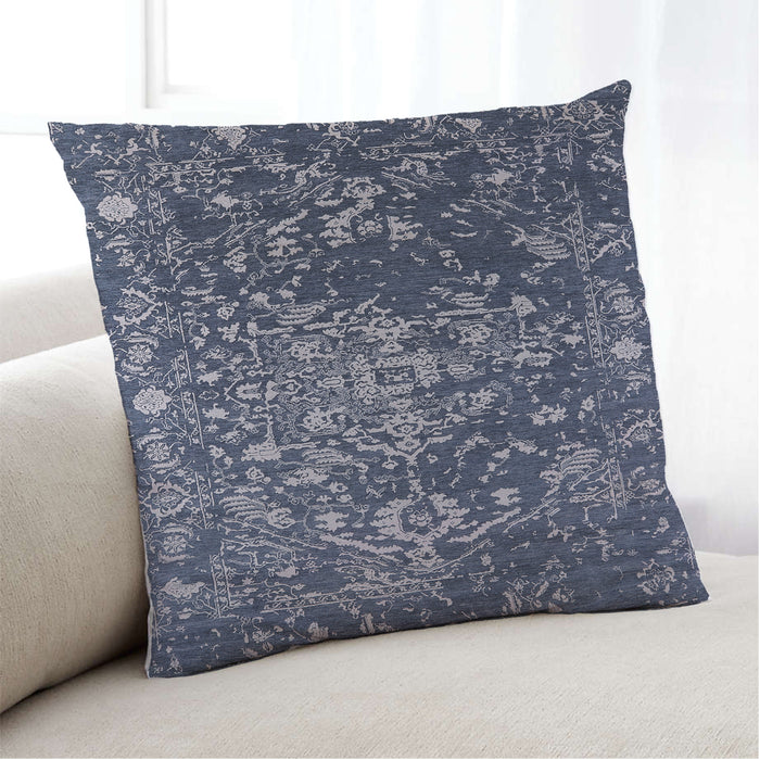 Lifestyle Image of Mid-Century Modern Urban Square Dark Slate Blue Throw Pillow, 18 inch by 18 inch, pwurb2537