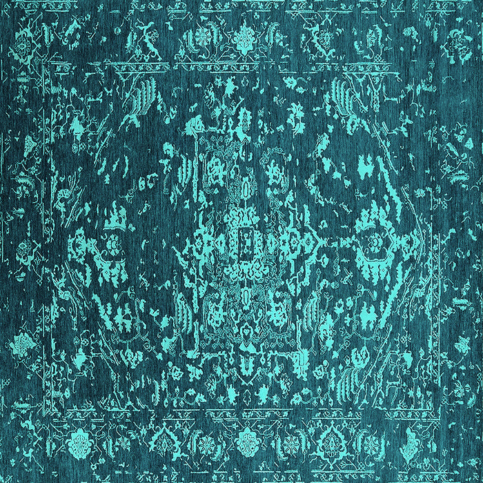 Square Oriental Turquoise Industrial Rug, urb2537turq
