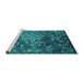 Sideview of Machine Washable Oriental Turquoise Industrial Area Rugs, wshurb2537turq