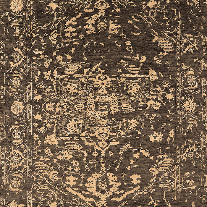 Machine Washable Oriental Brown Industrial Rug, wshurb2537brn