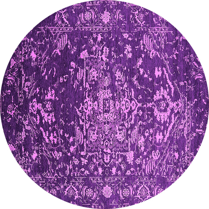 Round Machine Washable Oriental Pink Industrial Rug, wshurb2537pnk