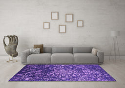 Machine Washable Oriental Purple Industrial Area Rugs in a Living Room, wshurb2537pur