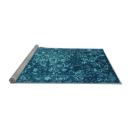 Sideview of Machine Washable Oriental Light Blue Industrial Rug, wshurb2537lblu