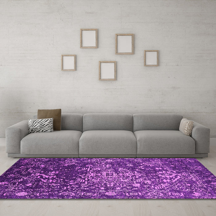 Machine Washable Oriental Pink Industrial Rug in a Living Room, wshurb2537pnk